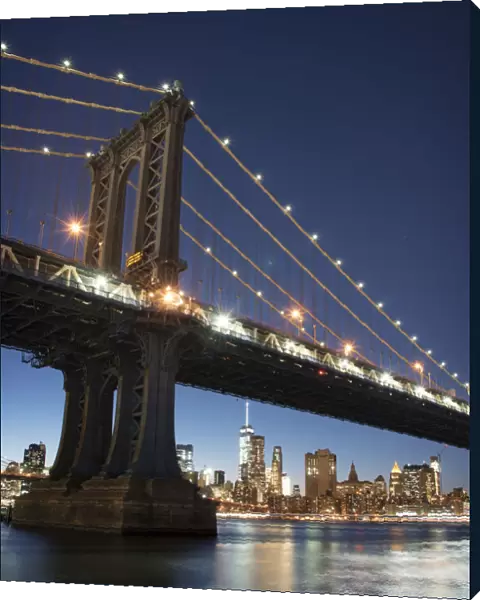 USA, New York, New York City, Lower Manhattan and Manhattan Bridge