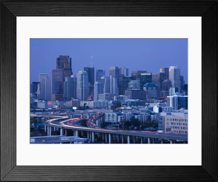 Framed Print : USA, California, San Francisco, Potrero Hill, view of downtown and I-280 highway, evening Framed Print : USA, California, San Francisco, Potrero Hill, view of downtown and I-280 highway, evening