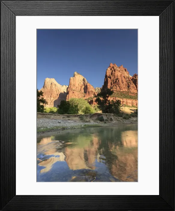 Framed Print : USA, Utah, Zion National Park, Virgin River and Court of the Patriarchs Mountains Framed Print : USA, Utah, Zion National Park, Virgin River and Court of the Patriarchs Mountains