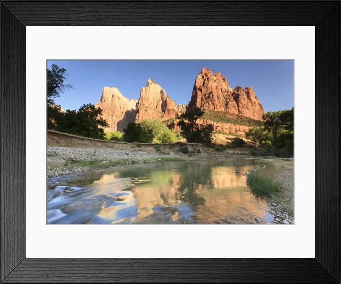 Framed Print : USA, Utah, Zion National Park, Virgin River and Court of the Patriarchs Mountains Framed Print : USA, Utah, Zion National Park, Virgin River and Court of the Patriarchs Mountains