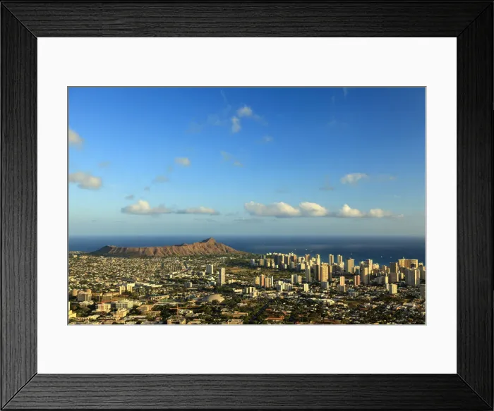 Framed Print : USA, Hawaii, Oahu, Honolulu Skyline and Diamond Head Crater, from Puu Ualakaa State Park Framed Print : USA, Hawaii, Oahu, Honolulu Skyline and Diamond Head Crater, from Puu Ualakaa State Park