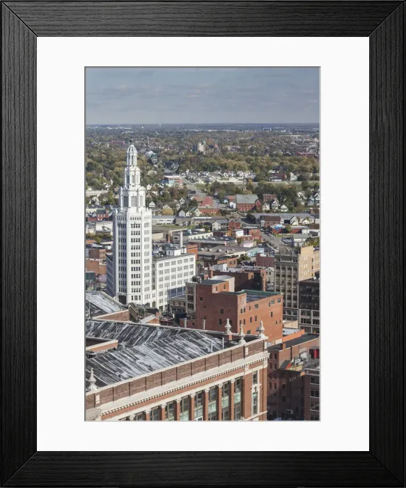 Framed Print : USA, New York, Western New York, Buffalo, elevated view of downtown and the Electric Framed Print : USA, New York, Western New York, Buffalo, elevated view of downtown and the Electric