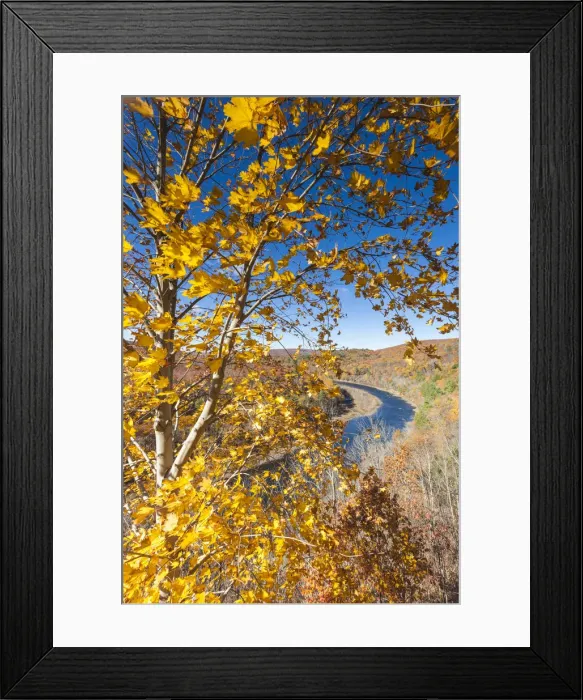 Framed Print : USA, Pennsylvania, Pocono Mountains, Port Jervis, elevated view of the Delaware River Framed Print : USA, Pennsylvania, Pocono Mountains, Port Jervis, elevated view of the Delaware River