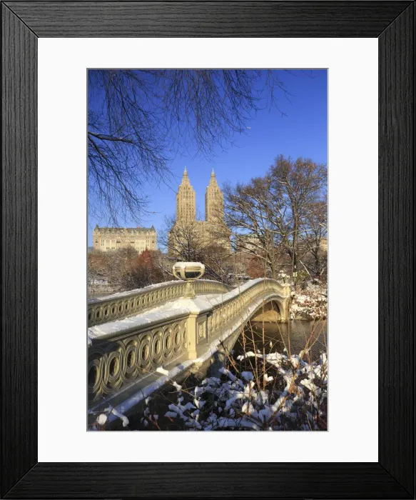 Framed Print : Usa, New York City, Manhattan, Central Park, Bow Bridge and Upper West Side Buildings Framed Print : Usa, New York City, Manhattan, Central Park, Bow Bridge and Upper West Side Buildings