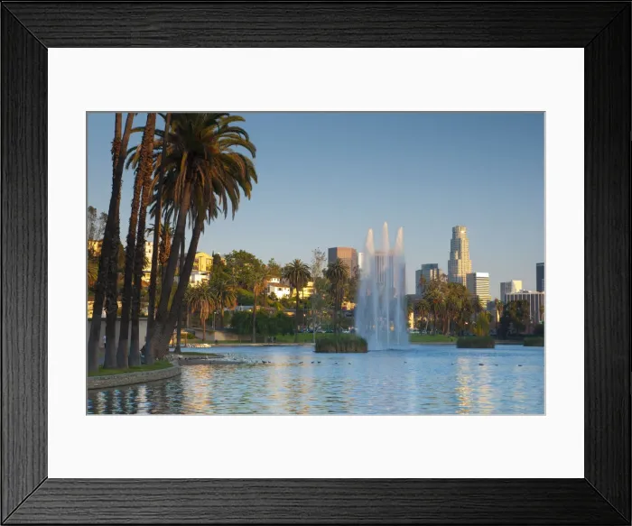 Framed Print : USA, California, Los Angeles, Downtown skyline from Echo Park Framed Print : USA, California, Los Angeles, Downtown skyline from Echo Park