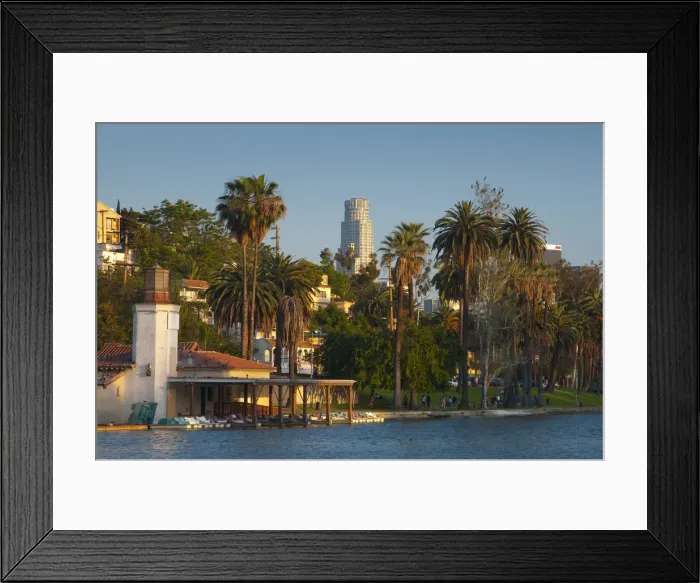 Framed Print : USA, California, Los Angeles, Downtown skyline from Echo Park Framed Print : USA, California, Los Angeles, Downtown skyline from Echo Park