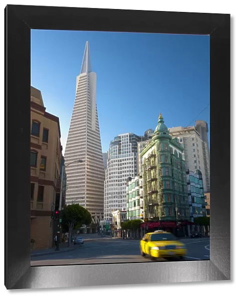 USA, California, San Francisco, TransAmerica Building and Columbus Tower, also known