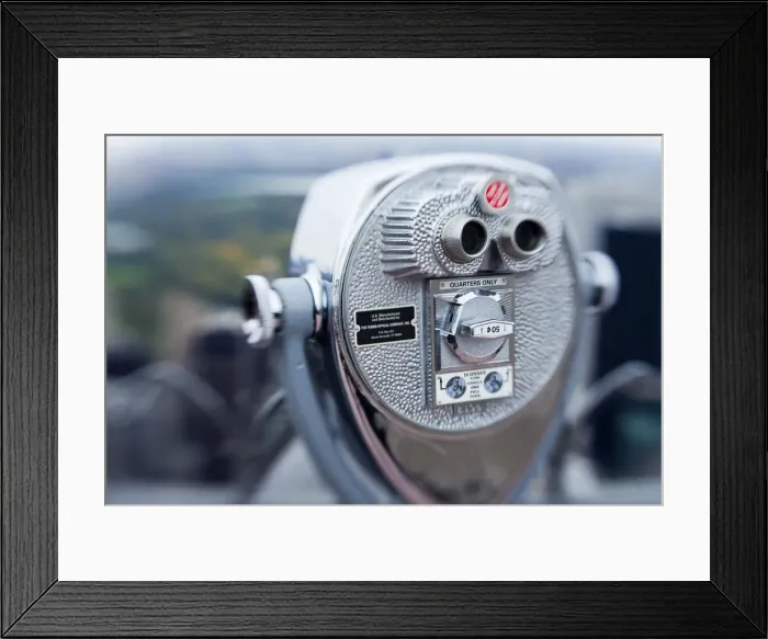 Framed Print : USA, New York City, Manhattan, coin operated Binoculars, on top of the Rockefeller Framed Print : USA, New York City, Manhattan, coin operated Binoculars, on top of the Rockefeller