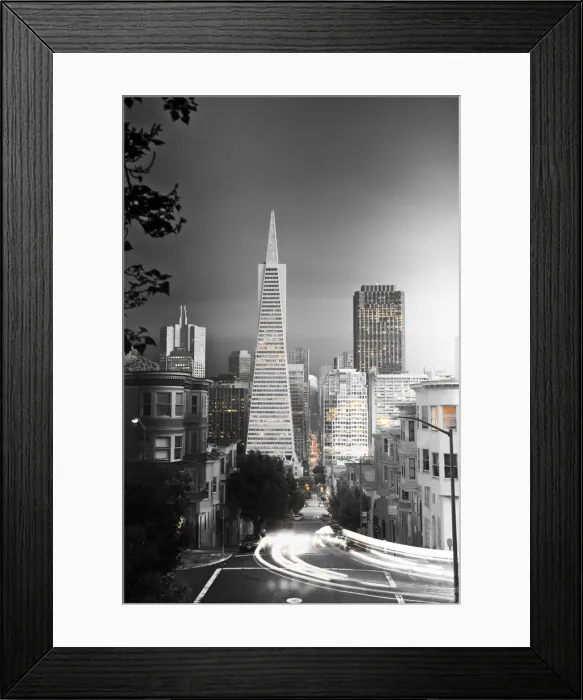 Framed Print : USA, California, San Francisco, Downtown and TransAmerica Building from Telegraph