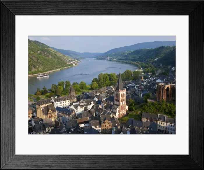 Framed Print : View over Bacharach & River Rhine, Rhine Valley, Germany Framed Print : View over Bacharach & River Rhine, Rhine Valley, Germany