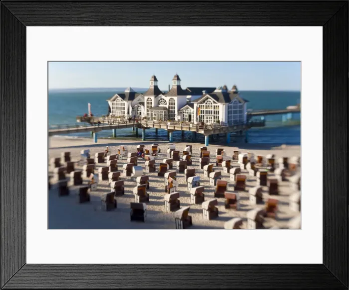 Framed Print : Pier at Sellin & Beach baskets wicker covered seats or Strondkorbes (German) Rugen Framed Print : Pier at Sellin & Beach baskets wicker covered seats or Strondkorbes (German) Rugen