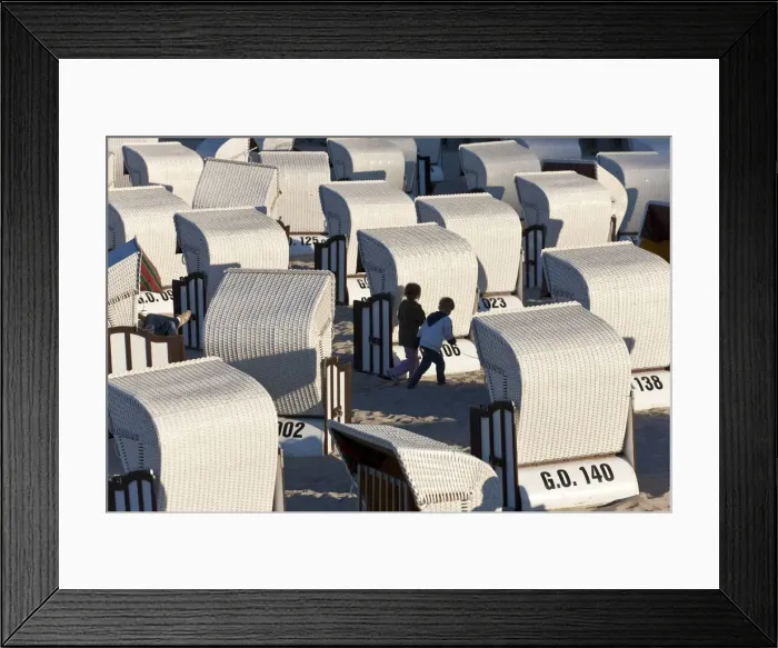 Framed Print : Beach baskets wicker covered seats or Strondkorbes (German) Rugen Island, Baltic coast Framed Print : Beach baskets wicker covered seats or Strondkorbes (German) Rugen Island, Baltic coast