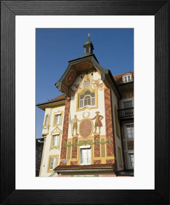 Framed Print : Germany, Bayern / Bavaria, Bad Tolz, Painted building Framed Print : Germany, Bayern / Bavaria, Bad Tolz, Painted building