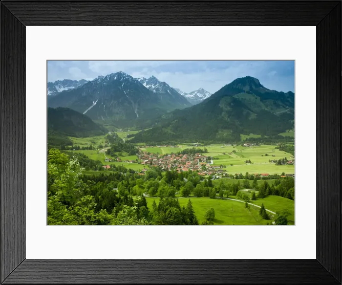 Framed Print : Germany, Bayern  /  Bavaria, Deutsche Alpenstrasse, Bad Hindelang and Allgau Alps