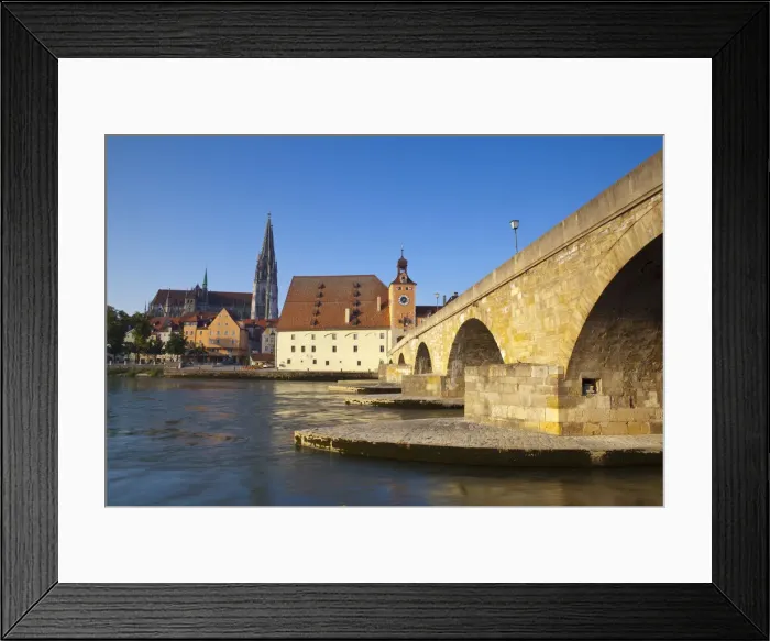 Framed Print : The Stone Bridge, St. Peters Cathedral and River Danube, Regensburg, Germany Framed Print : The Stone Bridge, St. Peters Cathedral and River Danube, Regensburg, Germany