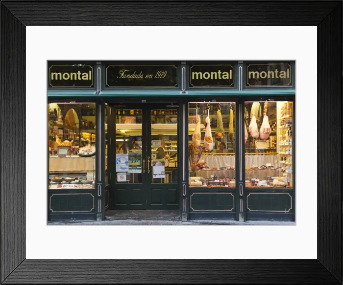 Framed Print : Spain, Aragon Region, Zaragoza Province, Zaragoza, Montal Food Shop Framed Print : Spain, Aragon Region, Zaragoza Province, Zaragoza, Montal Food Shop