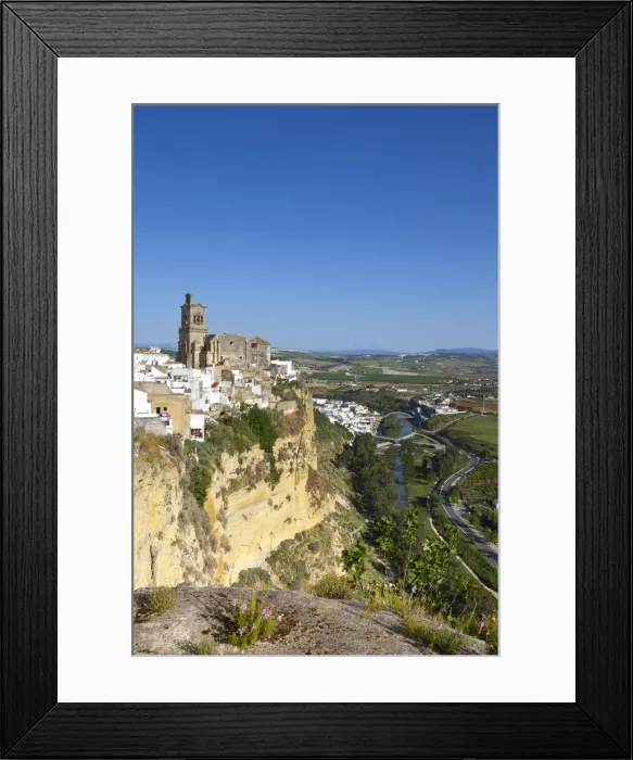 Framed Print : Elevated view over the church of San Pedro & the surounding countryside, Arcos De Framed Print : Elevated view over the church of San Pedro & the surounding countryside, Arcos De