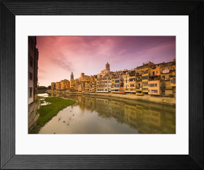Framed Print : Spain, Catalunia (Catalunya), Girona, River Onyar