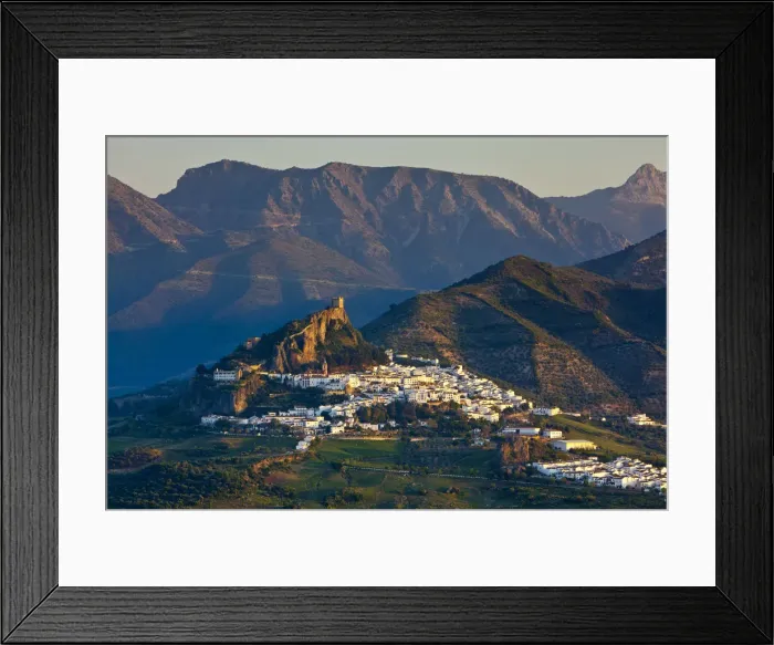 Framed Print : The whitewashed village of Zahara de la Sierra at sunset, Zahara de la Sierra, Cadiz Framed Print : The whitewashed village of Zahara de la Sierra at sunset, Zahara de la Sierra, Cadiz