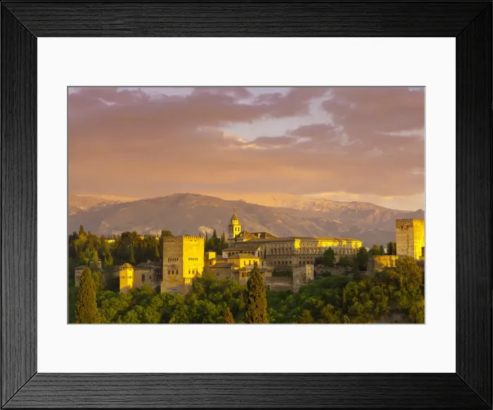 Framed Print : The Alhambra Palace at sunset, Granada, Granada Province, Andalucia, Spain