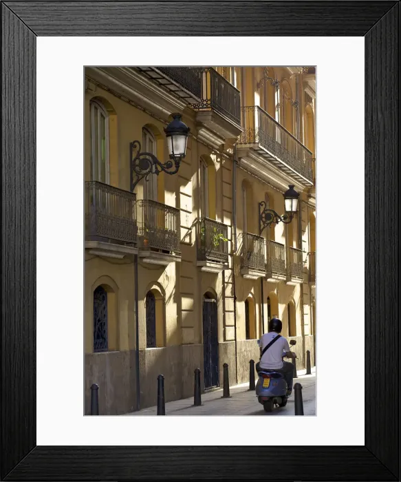 Framed Print : Motor Scooter in the Streets of Valencia, Spain
