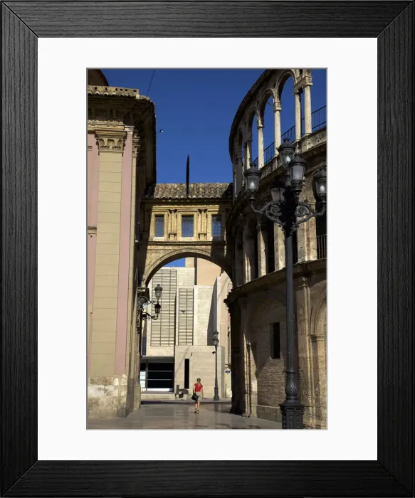 Framed Print : Plaza de la Virgen and Basilica de la Virgen de los Desamparados and El Miguelet Tower Framed Print : Plaza de la Virgen and Basilica de la Virgen de los Desamparados and El Miguelet Tower
