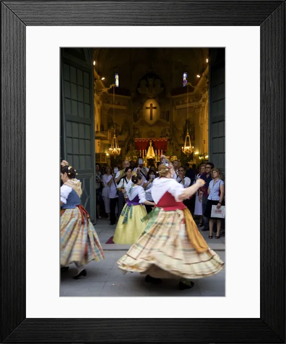 Framed Print : Traditional Dancing Outside The 13th Century Iglesia y Convento Del Carmen, Valencia