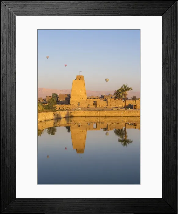 Framed Print : Egypt, Luxor, Karnak Temple, Hot air balloons rise over the Sacred Lake Framed Print : Egypt, Luxor, Karnak Temple, Hot air balloons rise over the Sacred Lake