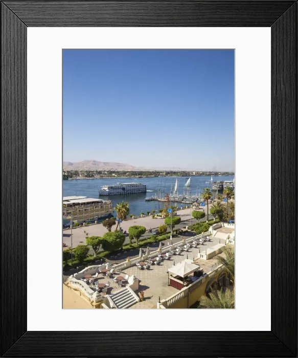 Framed Print : egypt, Luxor, View the of The Winter Palace Hotel terrace and the River Nile Framed Print : egypt, Luxor, View the of The Winter Palace Hotel terrace and the River Nile
