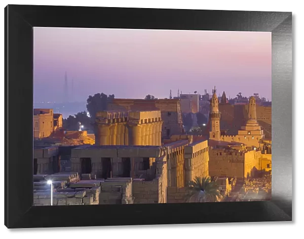 Egypt, Luxor, View of Luxor Temple and The ancient mosque of Abu Al Haggag
