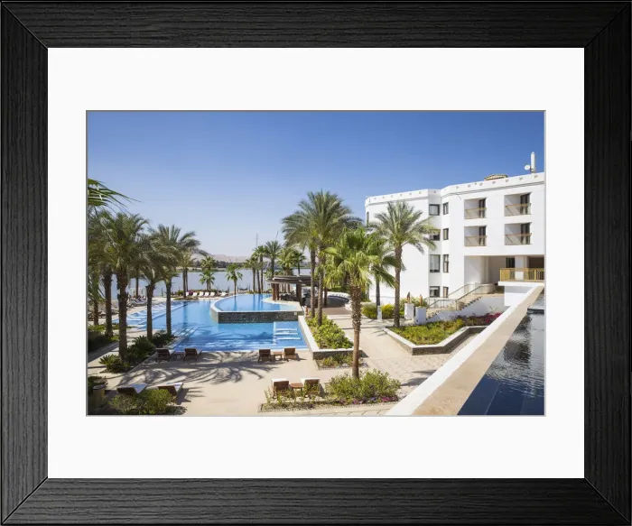 Framed Print : Egypt, Luxor, Swimmng pool at Hilton Luxor Resort & Spa