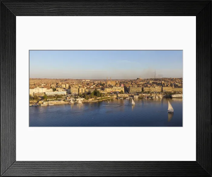 Framed Print : Egypt, Upper Egypt, Aswan, View of Aswan and River Nile Framed Print : Egypt, Upper Egypt, Aswan, View of Aswan and River Nile
