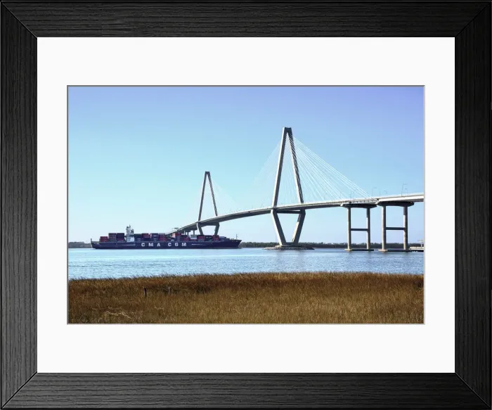 Framed Print : Charleston, South Carolina, Arthur Ravenel Junior Bridge, Cable-Stayed Bridge, Cooper