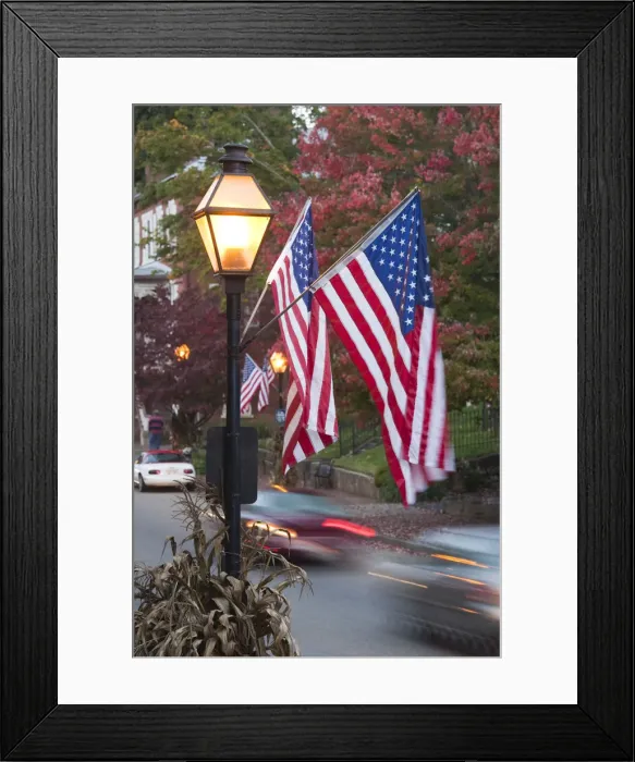 Framed Print : USA, Tennessee, Jonesborough, Oldest town in Tennessee, Main Street, US flags Framed Print : USA, Tennessee, Jonesborough, Oldest town in Tennessee, Main Street, US flags