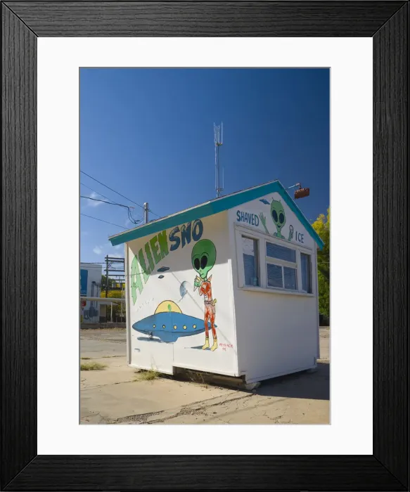 Framed Print : USA, New Mexico, Roswell, Alien-themed icecream stand Framed Print : USA, New Mexico, Roswell, Alien-themed icecream stand