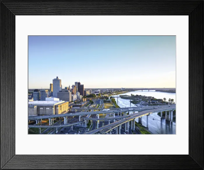 Framed Print : Memphis, Tennessee, Downtown, Mississippi River, Interstate 40 Crosses The River Into Framed Print : Memphis, Tennessee, Downtown, Mississippi River, Interstate 40 Crosses The River Into