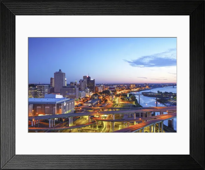 Framed Print : Memphis, Tennessee, Downtown, Mississippi River, Interstate 40 Crosses The River Into Framed Print : Memphis, Tennessee, Downtown, Mississippi River, Interstate 40 Crosses The River Into
