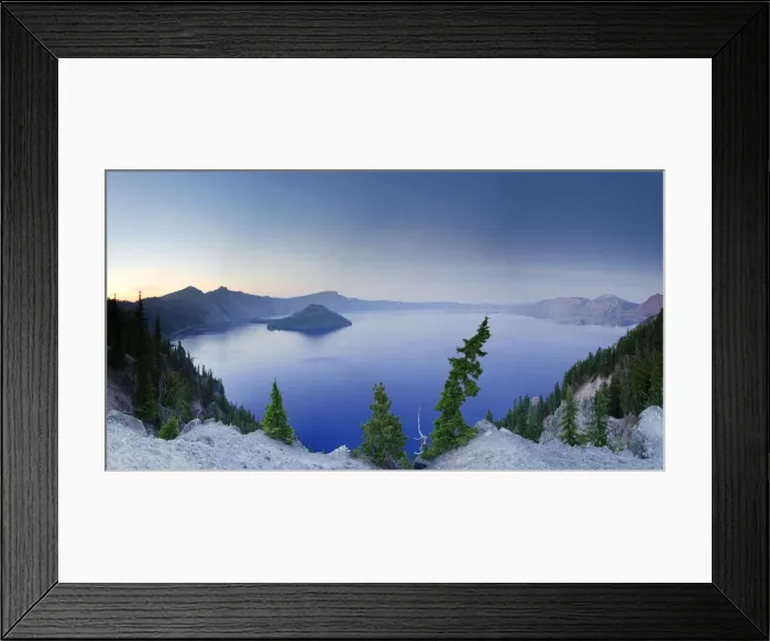 Framed Print : USA, Oregon, Crater Lake National Park, Crater Lake and Wizard Island