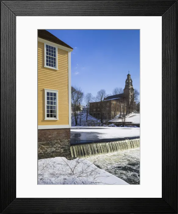 Framed Print : USA, Rhode Island, Pawtucket, Slater Mill, early mill complex, winter Framed Print : USA, Rhode Island, Pawtucket, Slater Mill, early mill complex, winter