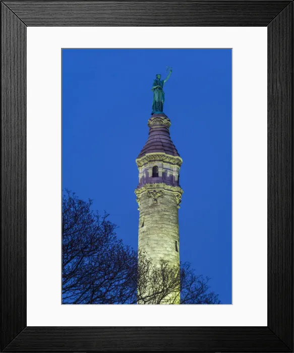 Framed Print : USA, Connecticut, New Haven, East Rock Park, Soldiers and Sailors Monument, dusk