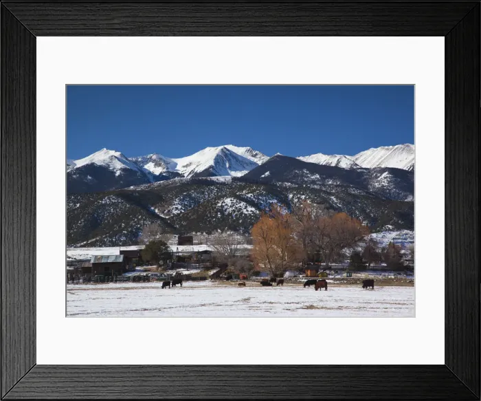 Framed Print : USA, Colorado, Coaldale, ranch and Sangre de Cristo Mountains, winter Framed Print : USA, Colorado, Coaldale, ranch and Sangre de Cristo Mountains, winter