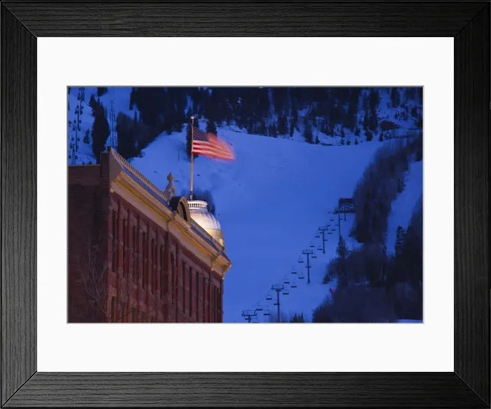 Framed Print : USA, Colorado, Aspen, South Galena Street and Aspen Mountain Framed Print : USA, Colorado, Aspen, South Galena Street and Aspen Mountain