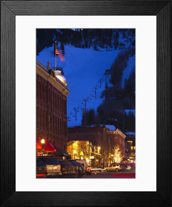 Framed Print : USA, Colorado, Aspen, South Galena Street and Aspen Mountain Framed Print : USA, Colorado, Aspen, South Galena Street and Aspen Mountain