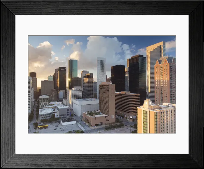 Framed Print : Downtown City Skyline, Houston, Texas, USA