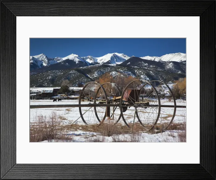 Framed Print : USA, Colorado, Coaldale, ranch and Sangre de Cristo Mountains, winter Framed Print : USA, Colorado, Coaldale, ranch and Sangre de Cristo Mountains, winter