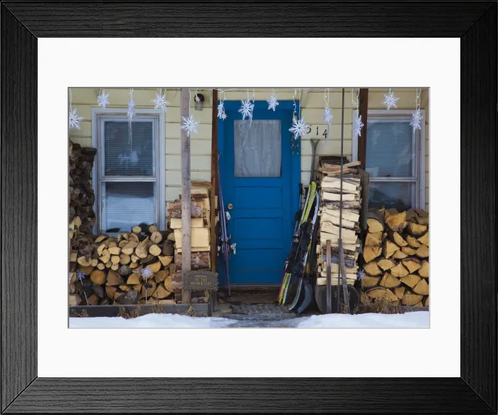 Framed Print : USA, Colorado, Crested Butte, house detail, winter