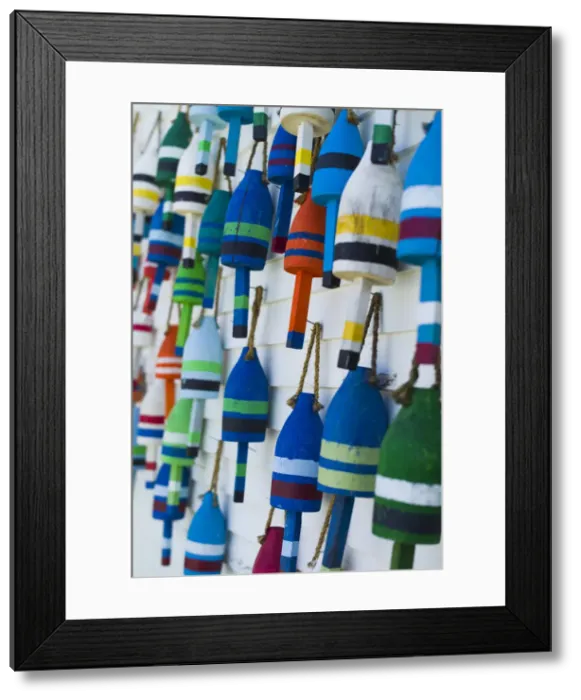 Framed Print : USA, Maine, Stonington, decorative lobster buoys Framed Print : USA, Maine, Stonington, decorative lobster buoys