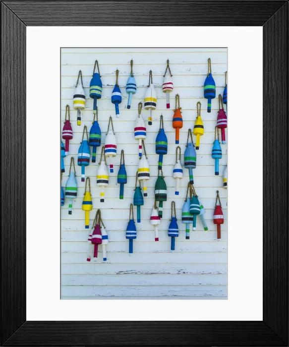 Framed Print : USA, Maine, Stonington, decorative lobster buoys Framed Print : USA, Maine, Stonington, decorative lobster buoys