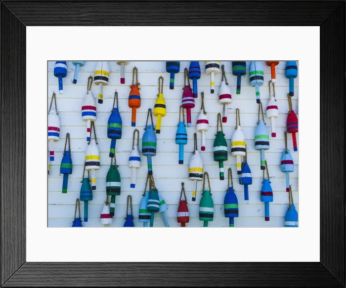 Framed Print : USA, Maine, Stonington, decorative lobster buoys Framed Print : USA, Maine, Stonington, decorative lobster buoys