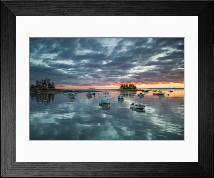 Framed Print : USA, Maine, Newagen harbor view by The Cuckolds islands Framed Print : USA, Maine, Newagen harbor view by The Cuckolds islands